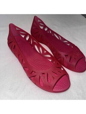 Crocs Women's Size 9 Red Cutout Peep Toe Flats